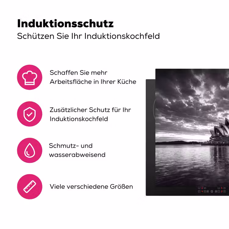 Architectuur - Water - Stad - Modern - Zwart-wit Inductie beschermer vinyl 3mm middel -zzzzzzz-lf-ups