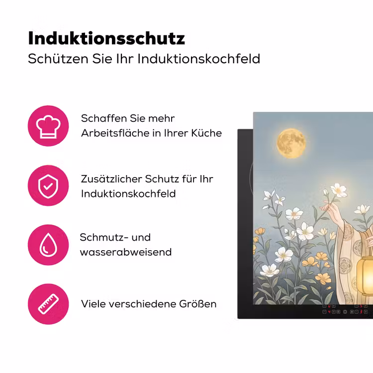 Aziatisch - Vrouw - Kimono Inductie beschermer vinyl 3mm klein -zzzzzzz-lf-ups