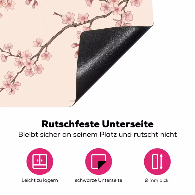 Aziatisch - Kraanvogel - Beige Inductie beschermer vinyl 3mm klein -zzzzzzz-lf-onderkant