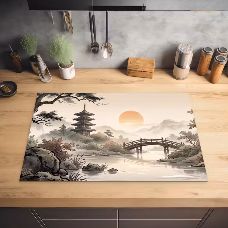 Azië - Landschap - Kleurrijk Inductie beschermer vinyl 3mm klein -sfeer5
