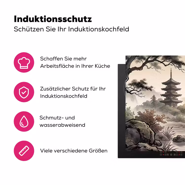 Azië - Landschap - Kleurrijk Inductie beschermer vinyl 3mm klein -zzzzzzz-lf-ups
