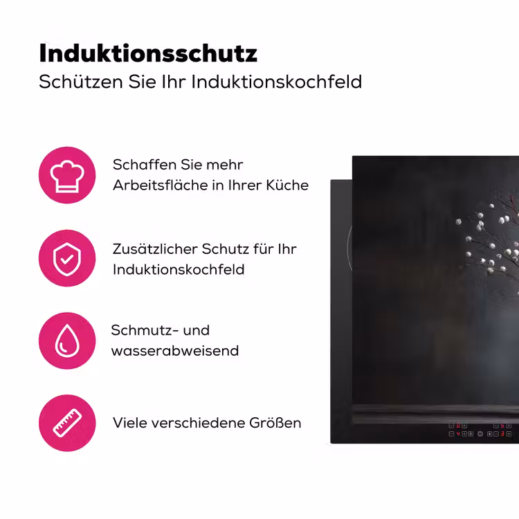 Takken - Vaas - Bolletjes - Wit Inductie beschermer vinyl 3mm klein -zzzzzzz-lf-ups