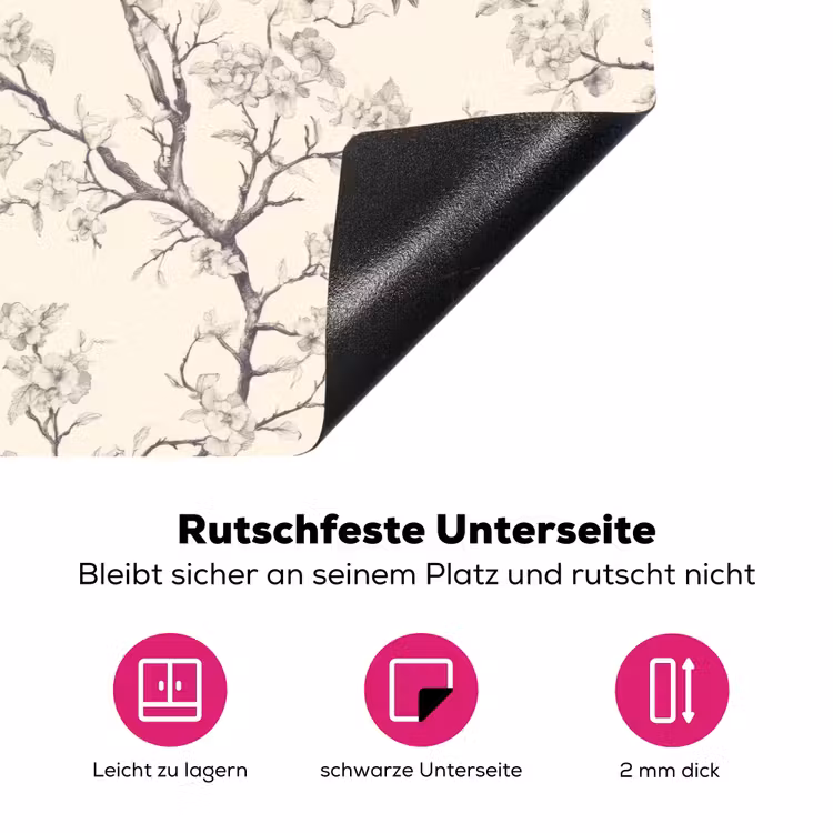 Takken - Vogels - Beige Inductie beschermer vinyl 3mm klein 276 -zzzzzzz-lf-onderkant