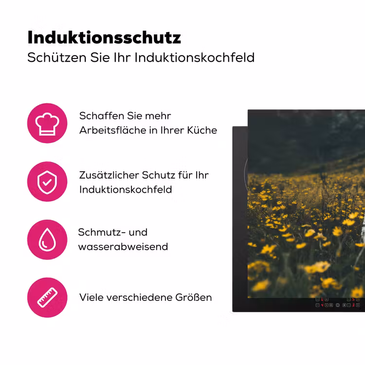 Astronaut - Bloemen - Veld - Geel Inductie beschermer vinyl 3mm klein -zzzzzzz-lf-ups