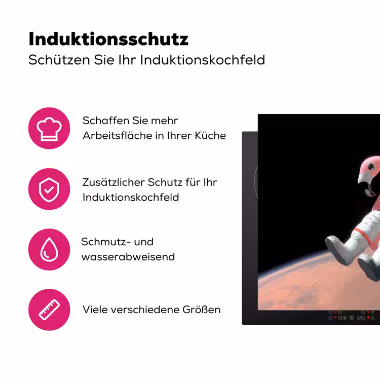 Astronaut - Flamingo - Zwemband - Roze Inductie beschermer vinyl 3mm klein -zzzzzzz-lf-ups