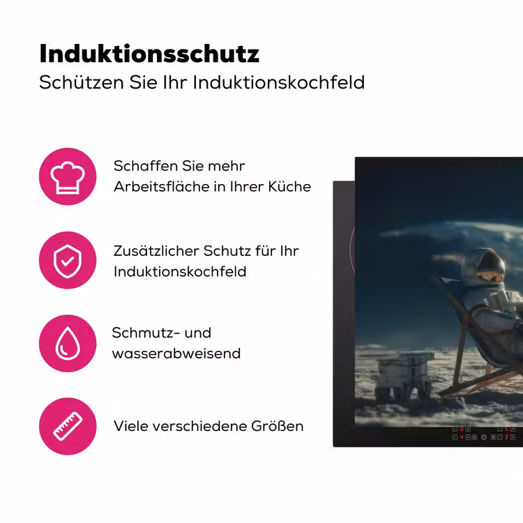 Astronaut - Kat - Glas - Stoel Inductie beschermer vinyl 3mm klein -zzzzzzz-lf-ups