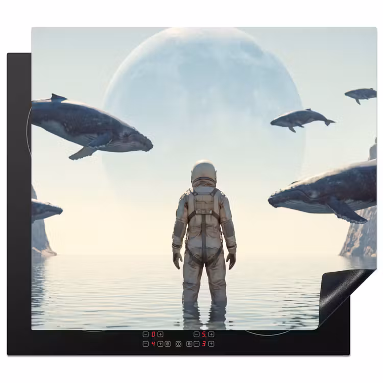 Herdabdeckplatte - Astronaut – Wal – Fantasie - Ruimtevaarder - Walvis - Fantasie Inductie beschermer vinyl 3mm middel