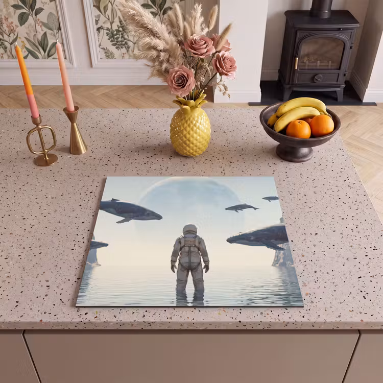 Herdabdeckplatte - Astronaut – Wal – Fantasie - Ruimtevaarder - Walvis - Fantasie Inductie beschermer vinyl 3mm middel