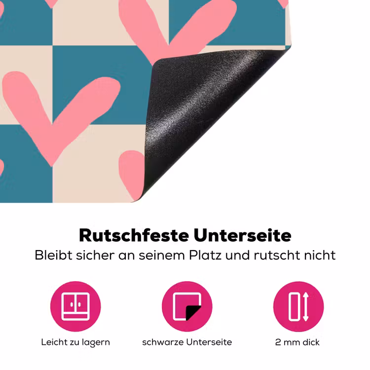 Vlakken - Hartjes - Patroon - Retro Inductie beschermer vinyl 3mm klein 276 -zzzzzzz-lf-onderkant