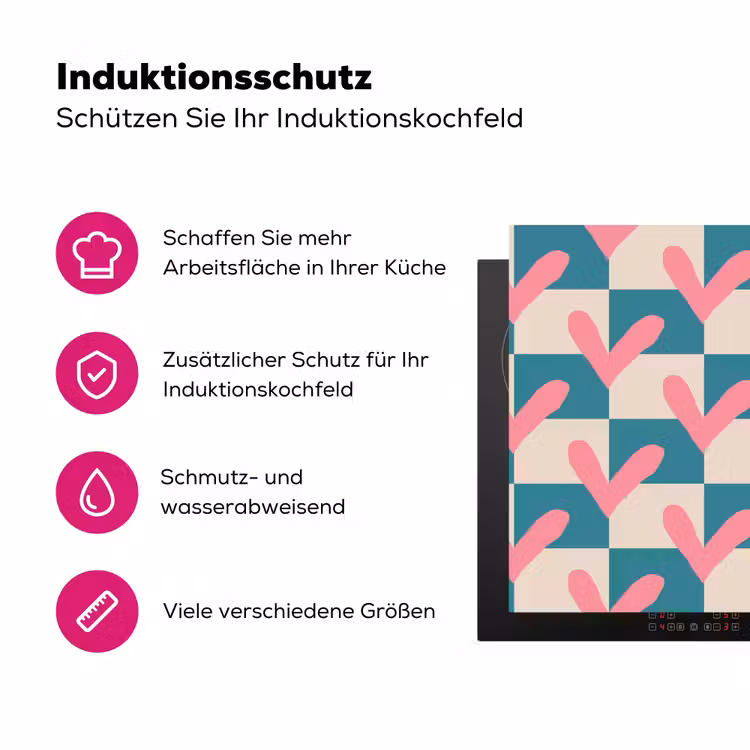 Vlakken - Hartjes - Patroon - Retro Inductie beschermer vinyl 3mm klein 276 -zzzzzzz-lf-ups