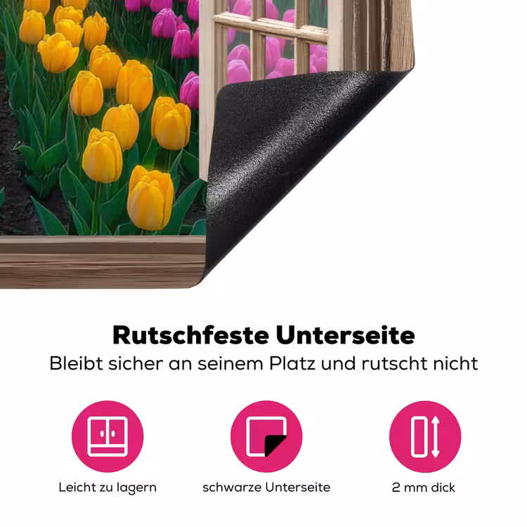 Doorkijk - Bloemen - Tulpen - Kleurrijk - Zonsondergang Inductie beschermer vinyl 3mm klein -zzzzzzz-lf-onderkant