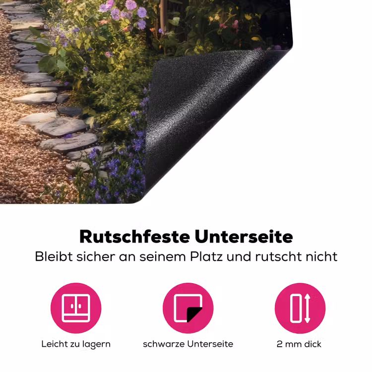 Doorkijk - Landschap - Bloemen - Tuinboog - Natuur Inductie beschermer vinyl 3mm middel -zzzzzzz-lf-onderkant