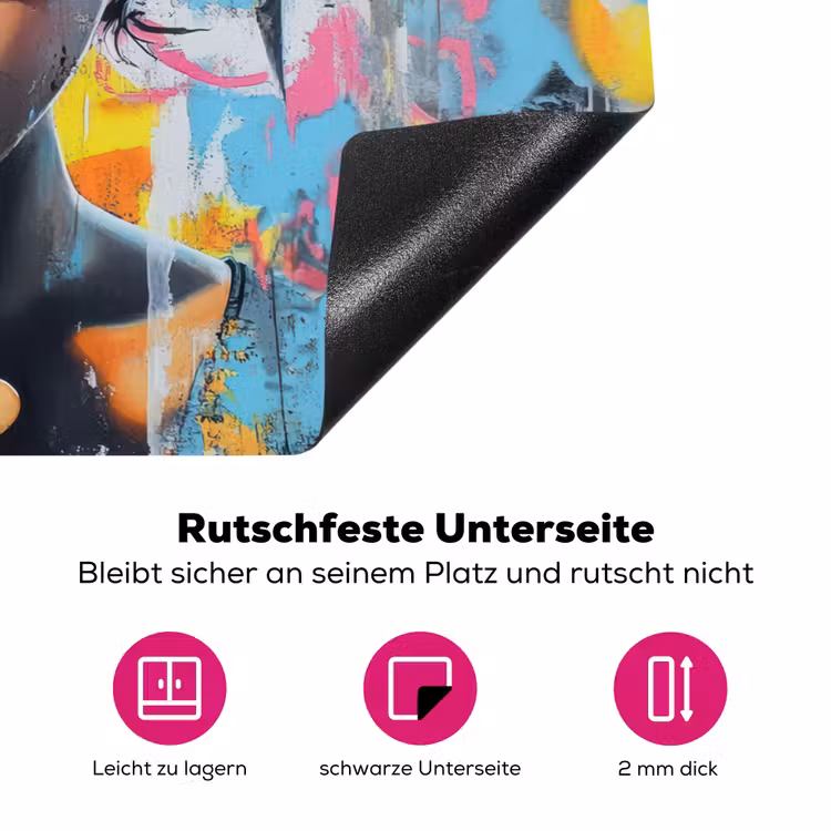 Expressief - Milkshake - Vrouw - Felle kleuren Inductie beschermer vinyl 3mm klein -zzzzzzz-lf-onderkant