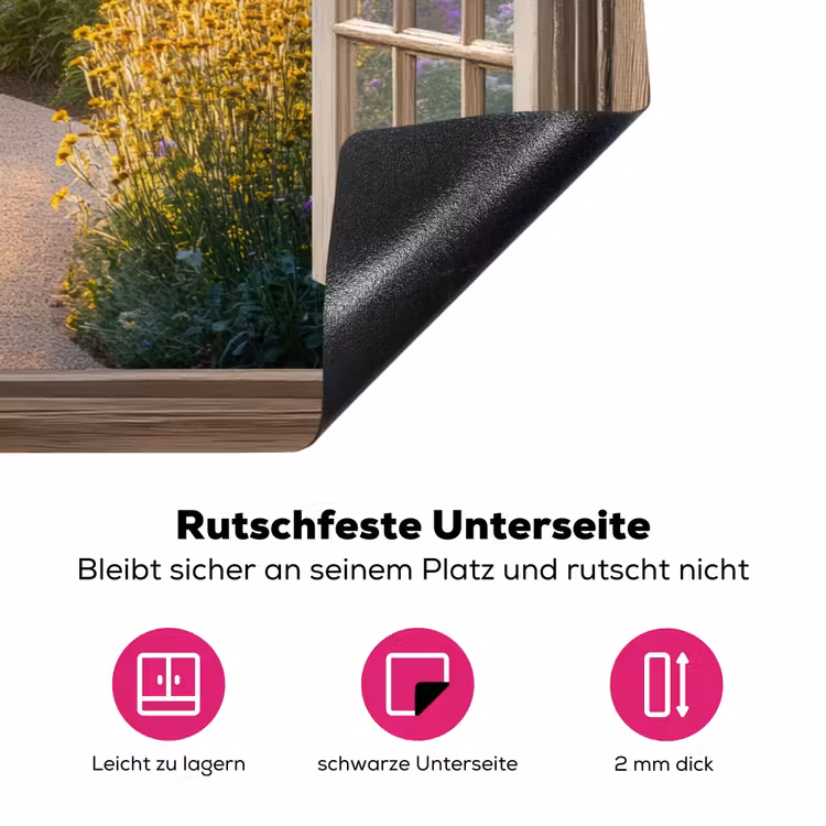 Doorkijk - Bloemen - Natuur - Zon - Pad Inductie beschermer vinyl 3mm klein -zzzzzzz-lf-onderkant