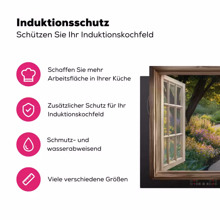 Doorkijk - Bloemen - Natuur - Zon - Pad Inductie beschermer vinyl 3mm klein -zzzzzzz-lf-ups