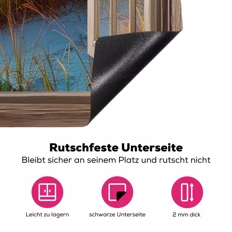Doorkijk - Raam - Vuurtoren - Zonsondergang - Strand Inductie beschermer vinyl 3mm middel -zzzzzzz-lf-onderkant