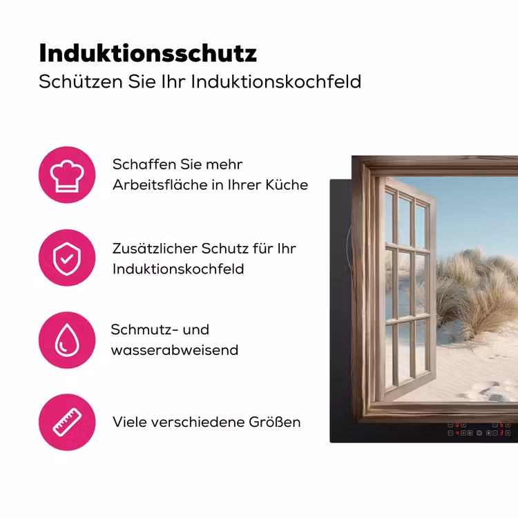 Doorkijk - Helmgras - Duinen - Zee - Landschap Inductie beschermer vinyl 3mm klein -zzzzzzz-lf-ups
