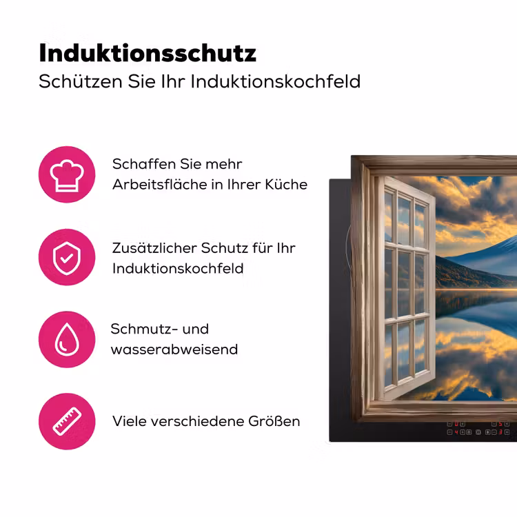 Doorkijk - Landschap - Bergen - Uitzicht - Raam Inductie beschermer vinyl 3mm klein -zzzzzzz-lf-ups