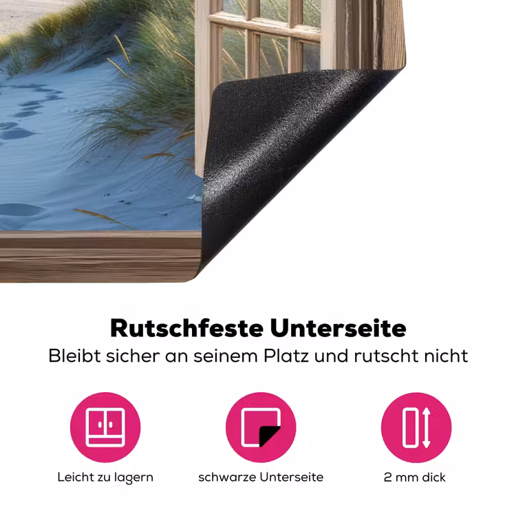 Doorkijk - Strand - Raam - Duinen - Zee Inductie beschermer vinyl 3mm klein -zzzzzzz-lf-onderkant