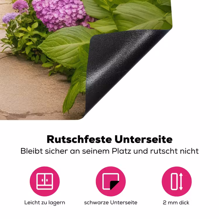 Doorkijk - Poort - Hortensia - Bloementuin Inductie beschermer vinyl 3mm middel -zzzzzzz-lf-onderkant