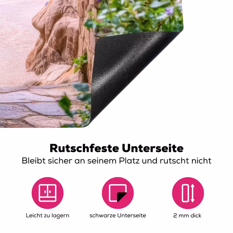 Doorkijk - Poort - Zee - Strand - Rotsen Inductie beschermer vinyl 3mm middel -zzzzzzz-lf-onderkant