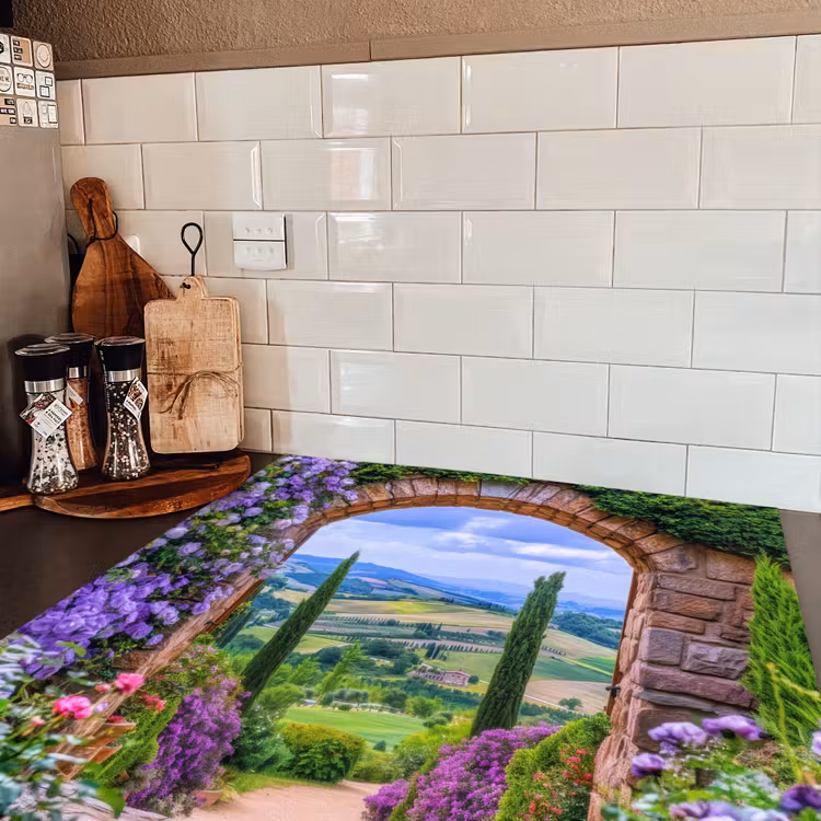 Doorkijk - Toscane - Landschap - Poort Inductie beschermer vinyl 3mm middel -sfeer3