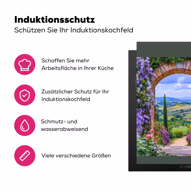 Doorkijk - Toscane - Landschap - Poort Inductie beschermer vinyl 3mm middel -zzzzzzz-lf-ups