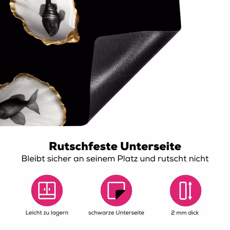 Oesters - Zwart - Vissen - Goud Inductie beschermer vinyl 3mm klein -zzzzzzz-lf-onderkant