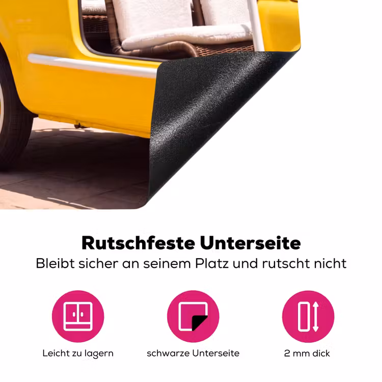 Auto - Picknick - Zomer - Geel Inductie beschermer vinyl 3mm middel -zzzzzzz-lf-onderkant