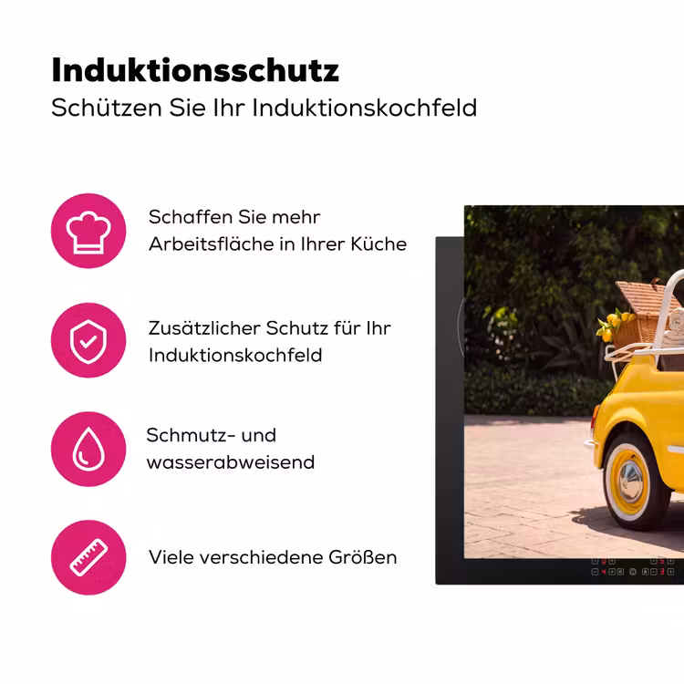 Auto - Picknick - Zomer - Geel Inductie beschermer vinyl 3mm middel -zzzzzzz-lf-ups