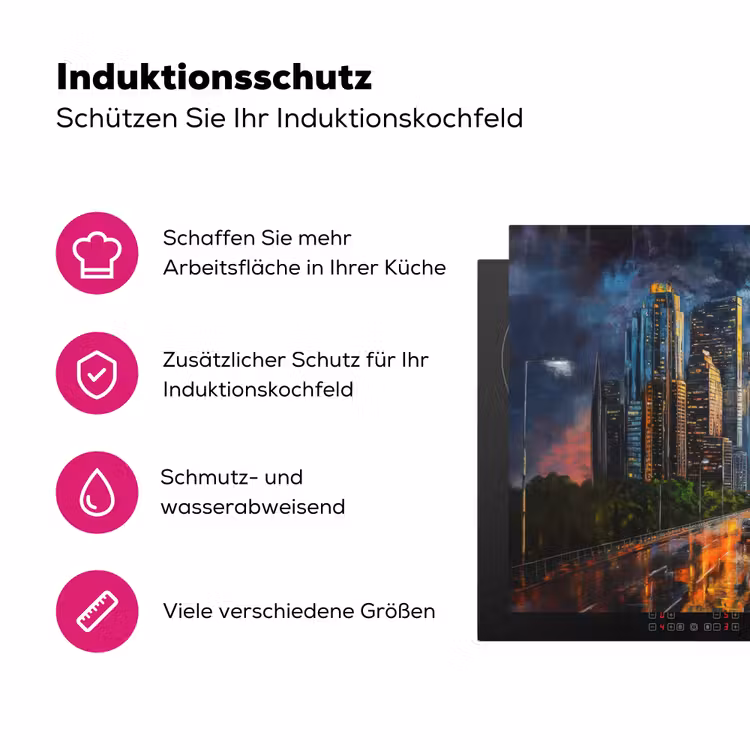 Auto - Skyline - Zon - Blauw Inductie beschermer vinyl 3mm klein -zzzzzzz-lf-ups