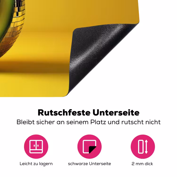 Avocado - Discobal - Geel - Glitter Inductie beschermer vinyl 3mm klein -zzzzzzz-lf-onderkant