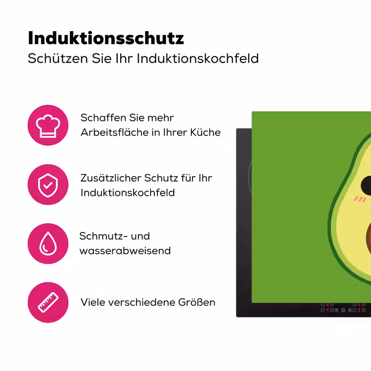 Avocado - Groen - Speels Inductie beschermer vinyl 3mm klein -zzzzzzz-lf-ups