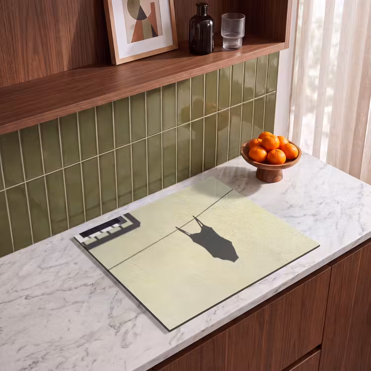 Badpak - Schaduw - Muur - Zomer - Minimalistisch Inductie beschermer vinyl 3mm middel -sfeer8