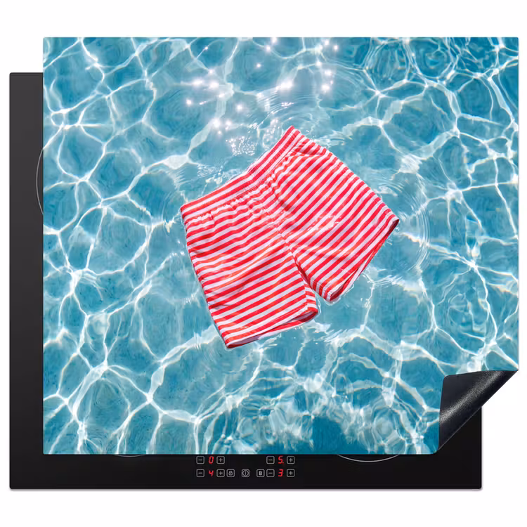 Zwemkleding - Gestreept - Water - Zomer - Rood-wit Inductie beschermer vinyl 3mm middel -3d