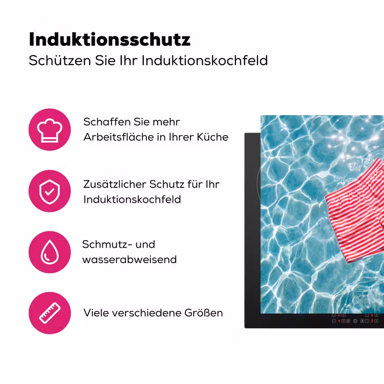 Zwemkleding - Gestreept - Water - Zomer - Rood-wit Inductie beschermer vinyl 3mm middel -zzzzzzz-lf-ups