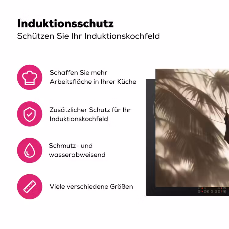 Badkleding - Palmbomen - Schaduw - Tropisch Inductie beschermer vinyl 3mm klein -zzzzzzz-lf-ups