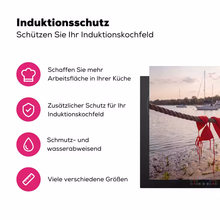 Badkleding - Rood - Zomer - Water - Zonsondergang Inductie beschermer vinyl 3mm middel -zzzzzzz-lf-ups