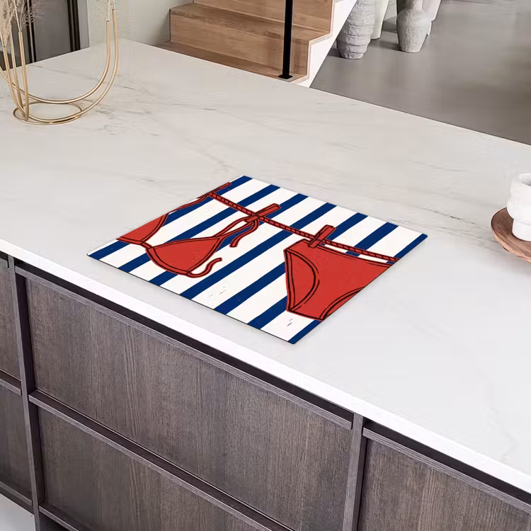 Badkleding - Waslijn - Zomer - Illustratie - Rood Inductie beschermer vinyl 3mm middel -sfeer8
