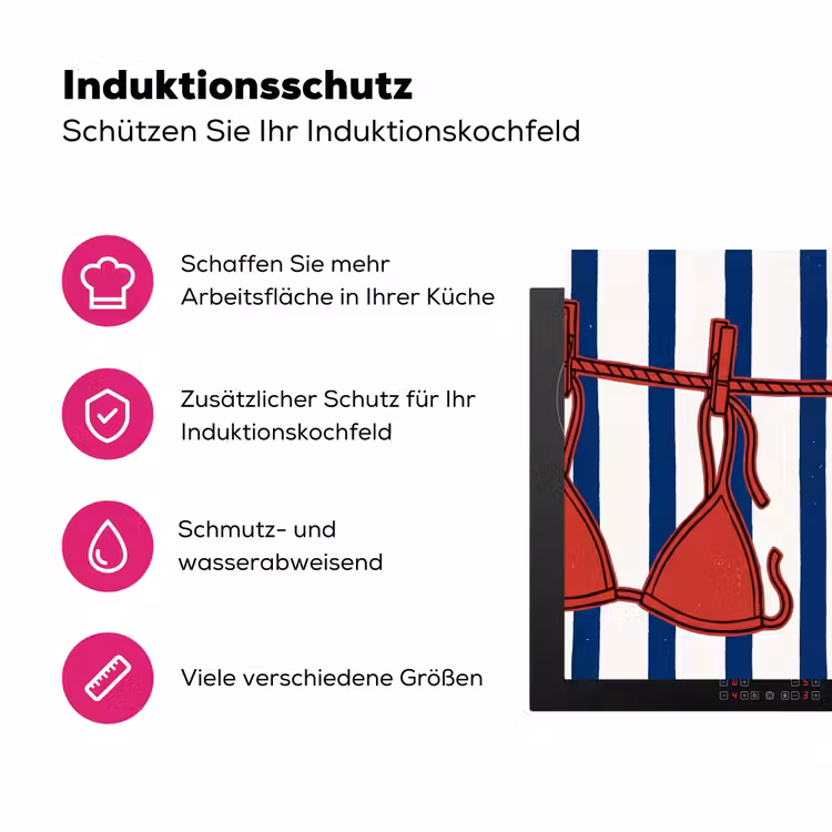 Badkleding - Waslijn - Zomer - Illustratie - Rood Inductie beschermer vinyl 3mm middel -zzzzzzz-lf-ups