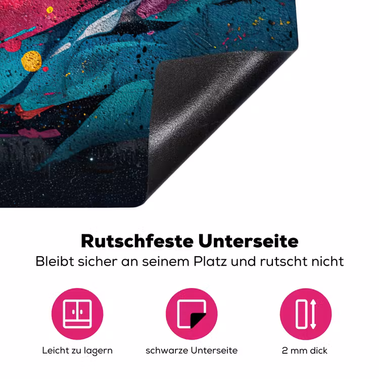 Banen - Golven - Kleurrijk - Abstract Inductie beschermer vinyl 3mm klein -zzzzzzz-lf-onderkant