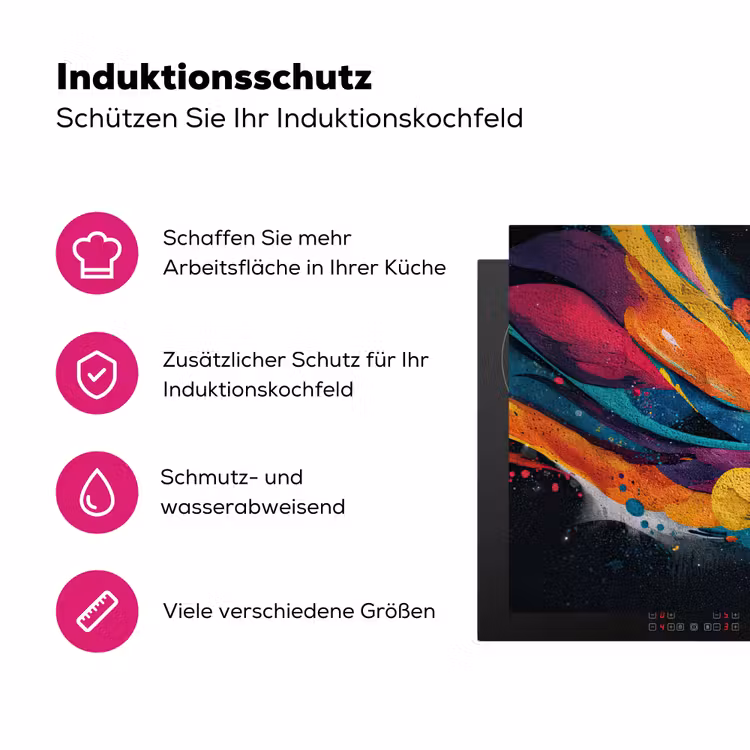 Banen - Golven - Kleurrijk - Abstract Inductie beschermer vinyl 3mm klein -zzzzzzz-lf-ups