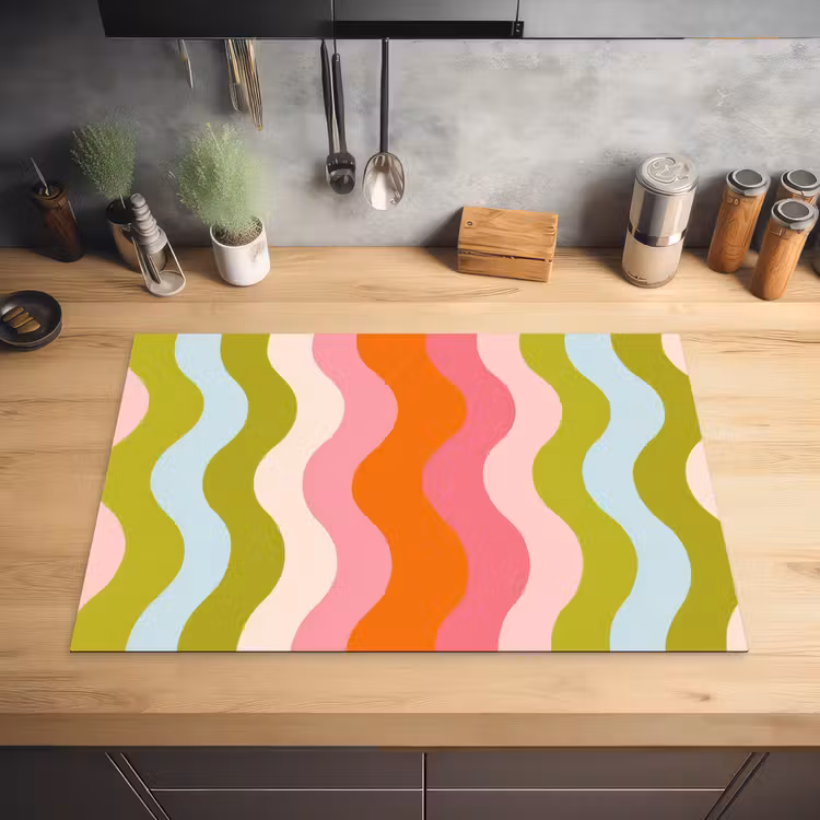 Banen - Golven - Kleurrijk - Verticaal Inductie beschermer vinyl 3mm klein -sfeer5