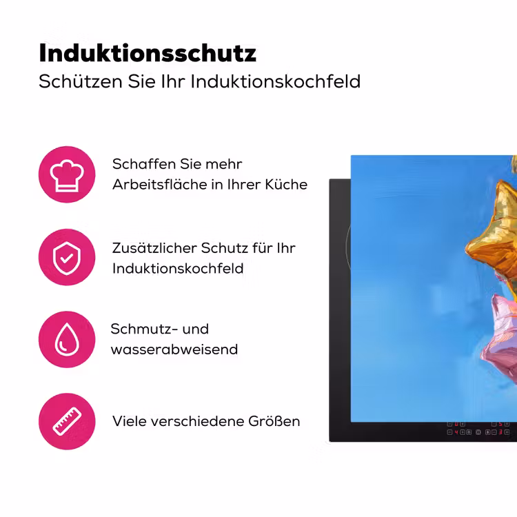 Ballonnen - Goud - Stervorm - Roze Inductie beschermer vinyl 3mm klein -zzzzzzz-lf-ups