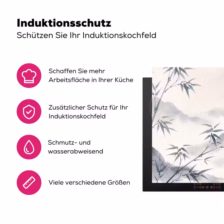 Bamboe - Azië - Grijs Inductie beschermer vinyl 3mm klein -zzzzzzz-lf-ups