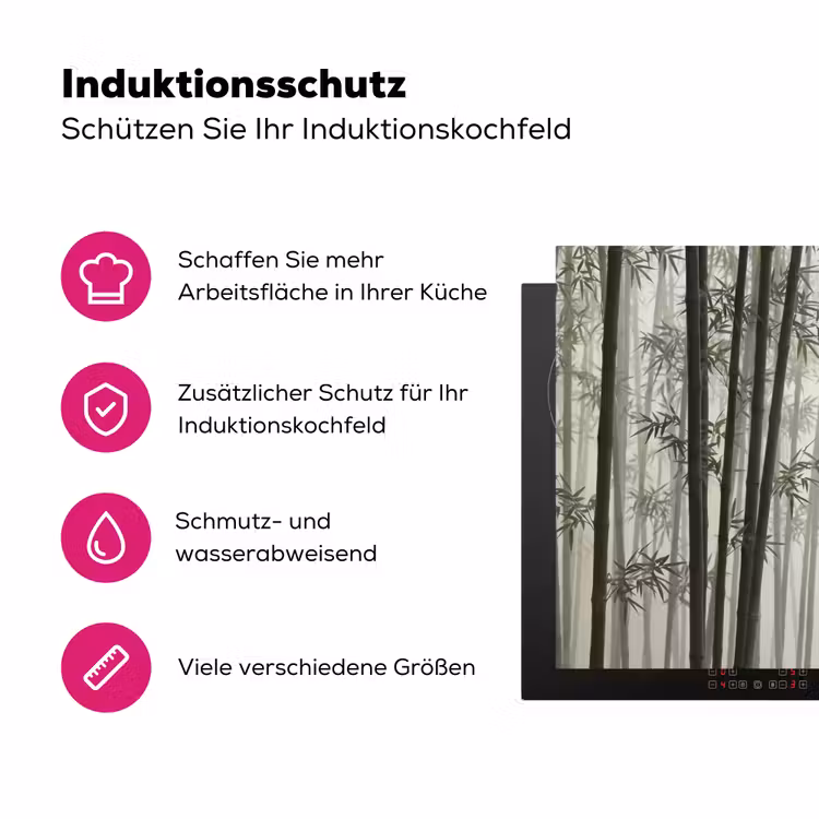 Bamboe - Bos - Mist - Natuur Inductie beschermer vinyl 3mm klein -zzzzzzz-lf-ups