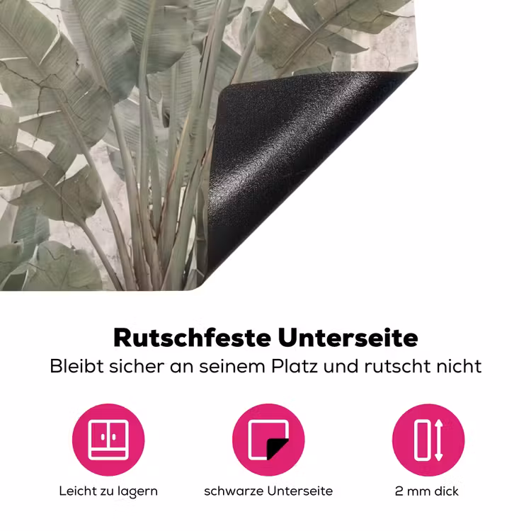 Bananenbladeren - Beton - Groen Inductie beschermer vinyl 3mm klein -zzzzzzz-lf-onderkant