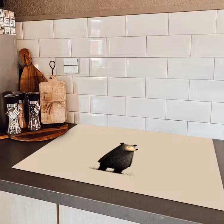 Beer - Donkerbruin - Minimalistisch Inductie beschermer vinyl 3mm klein -sfeer3