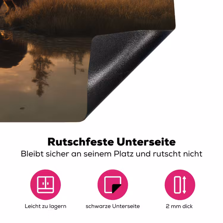 Beer - water - Bos - Ochtendlicht Inductie beschermer vinyl 3mm klein -zzzzzzz-lf-onderkant