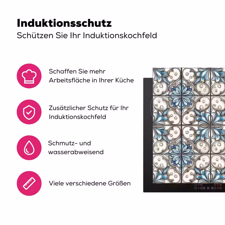 Barok - Tegel - Kleurrijk Inductie beschermer vinyl 3mm klein 276 -zzzzzzz-lf-ups